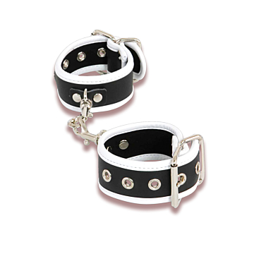 Leatherlook handcuffs Black-white 3.5cm