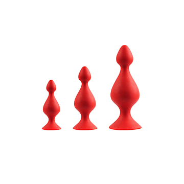 3-Piece Anal Pawn Butt Plug Set (Red) - Menzstuff