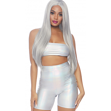 Holographic bandeau & shorts