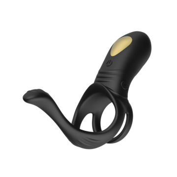 Vibrating Triple Cock Ring Black