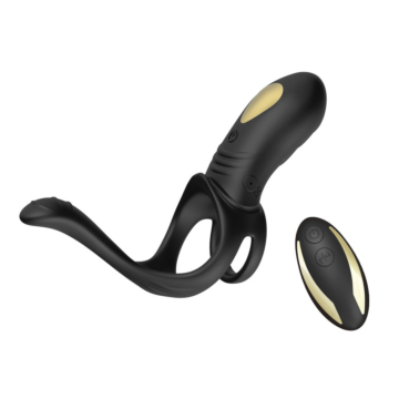 Vibrating Triple Remote Cock Ring Black