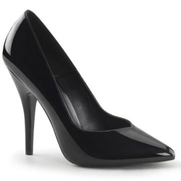 sexy Pleaser high heels stiletto pumps v-cut black patent