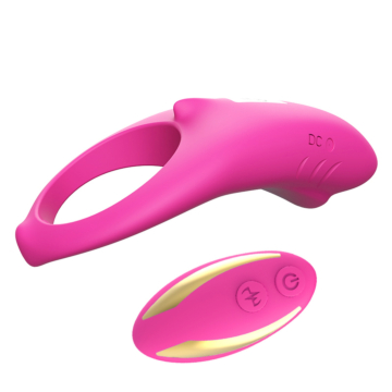 Vibrating cock Ring Shark Pink with Remote Control