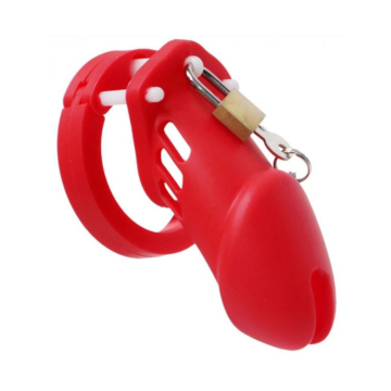 Silicone Chastity Cage Bran 9 x 3cm Red