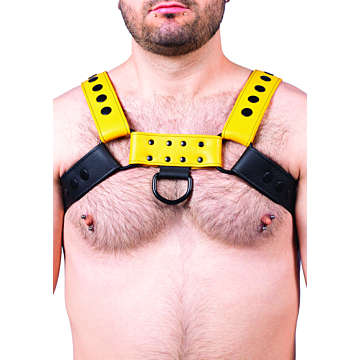 Snap Leather Harness Black-Yellow - Taille