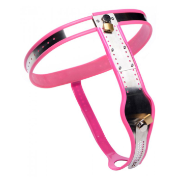 Pink Stainless Steel Adjustable Female Chastity Belt