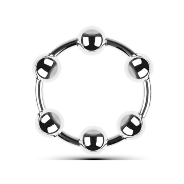 Metal Cock Ring with 6 Balls - 2.5 cm
