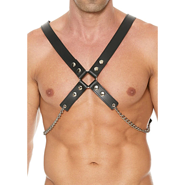 Men's Leather And Chain Harness One Size