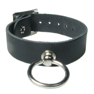 Bullet69 Leather Wristband With Ring - Black