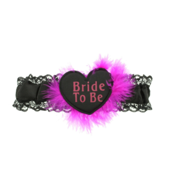 Bride-to-Be Faux Fur Garters in Black & Fuchsia.