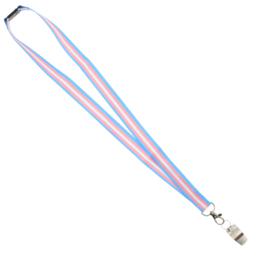 Transgender Metal Whistle on Multi Color Lanyard.