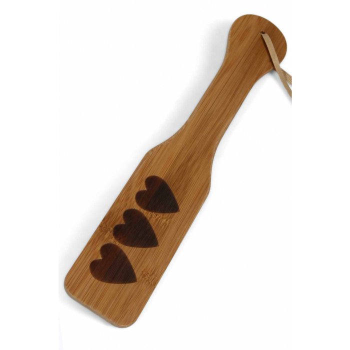 Wooden Paddle Beige 3 Hearts