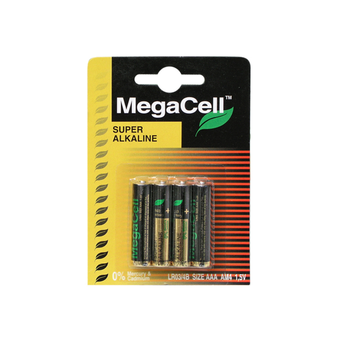 Batteries Alkaline mini AAA MEGACELL 4 p