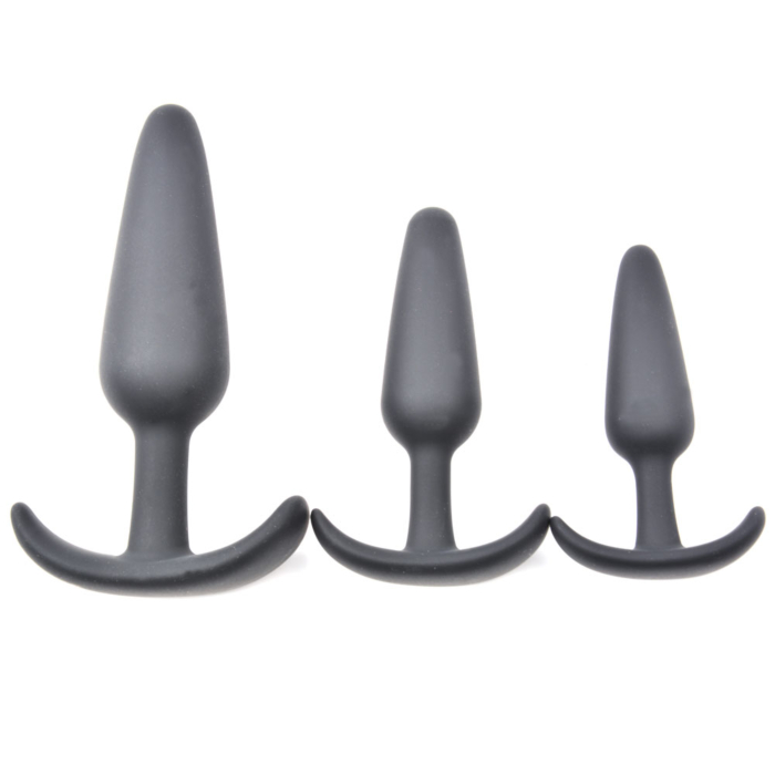 Set of 3 Silicone Butt Plugs - Black 