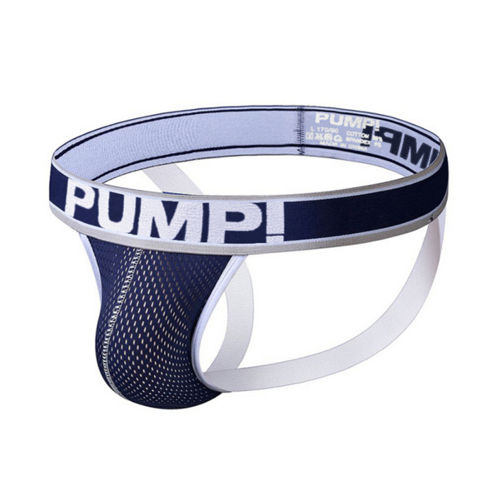 Sexy Jockstrap for Men Blue/White Pump