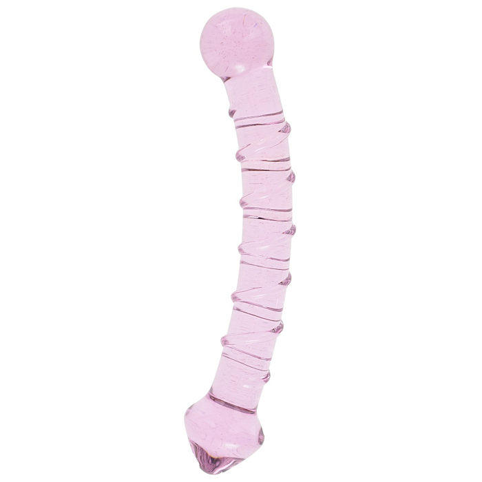 Double Heads Glass Dildo Pink 17.5 cm