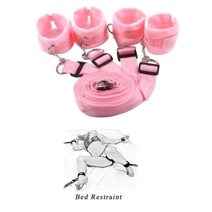 Bed Restraint Set Hands And Feet For Pink Bed