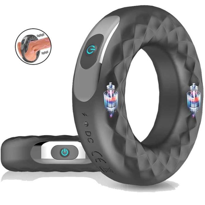 Vibrating Cock Ring Jason with 10 Modes - Black