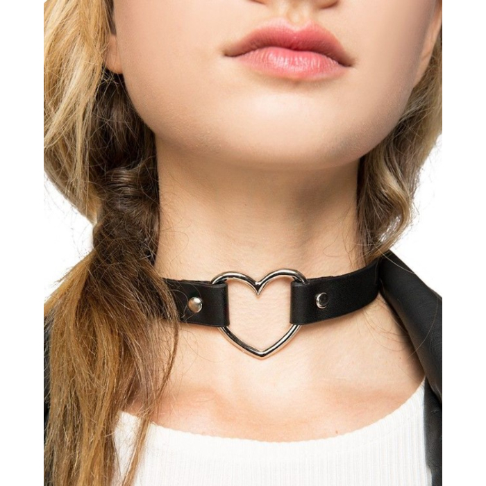 Leather Choker Heart Ecological Leather