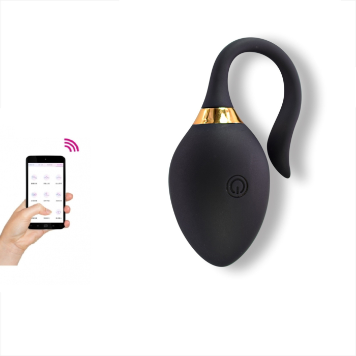 Silicone Vibrating Vaginal Egg Lizzy with Bluetooth Control & Free App - Black