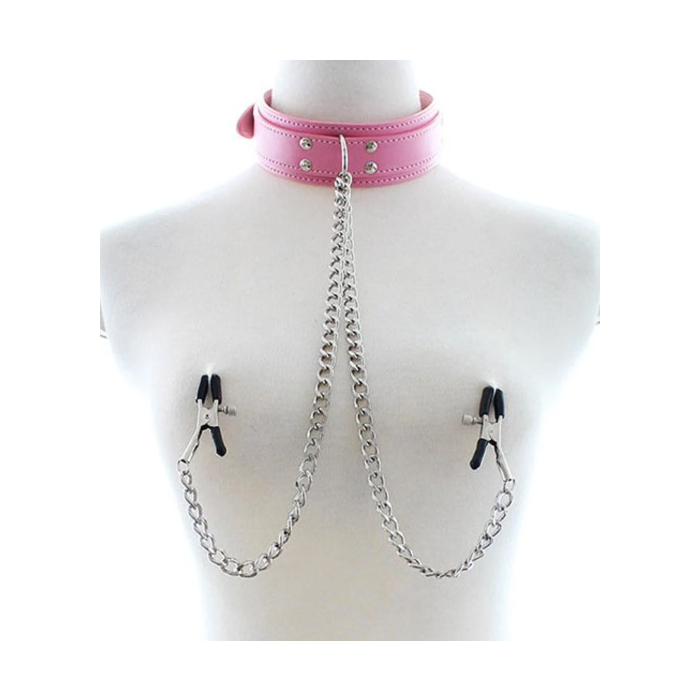 Collar with Nipple Clamps, Pink