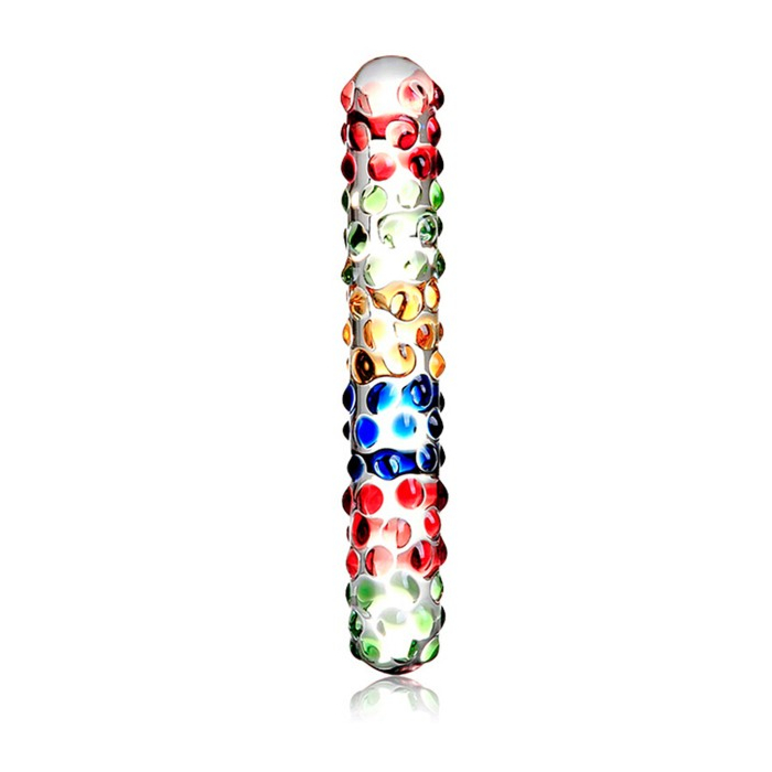 Ripped Colourful Glass Dildo 17.5 cm - Guilty Toys