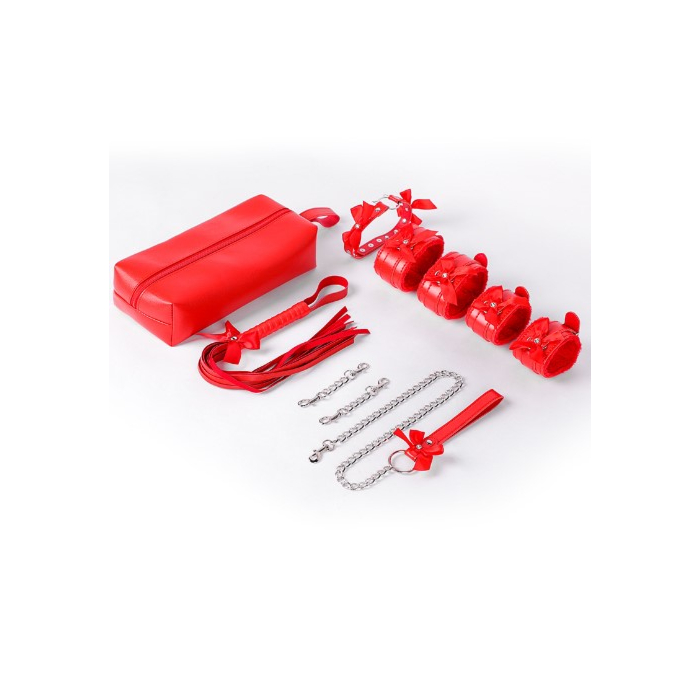 Good Girl BDSM Set, 4 Pieces with Storage Bag, Red