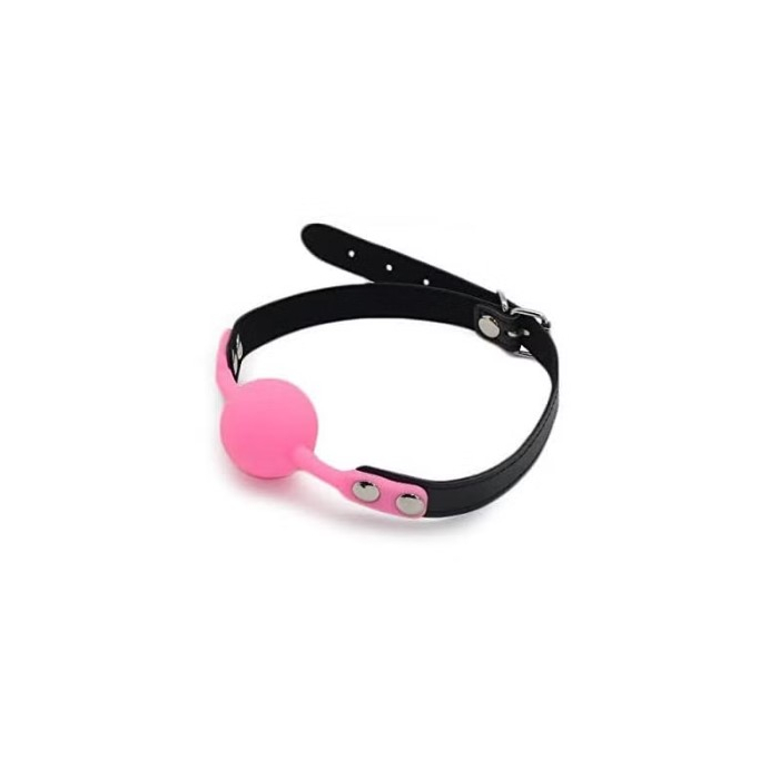 Mouth Gag with Silicone Ball, Pink/Black