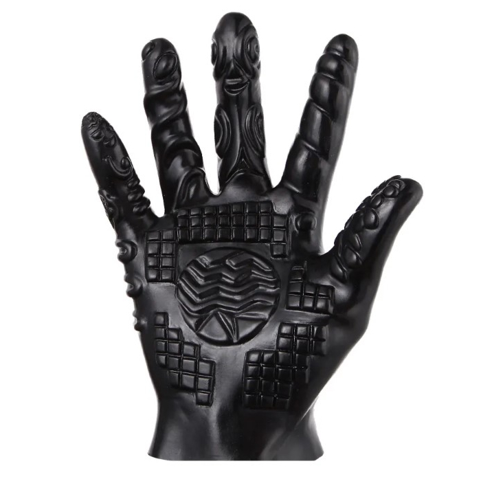 Glove with Stimulating Stripes Black