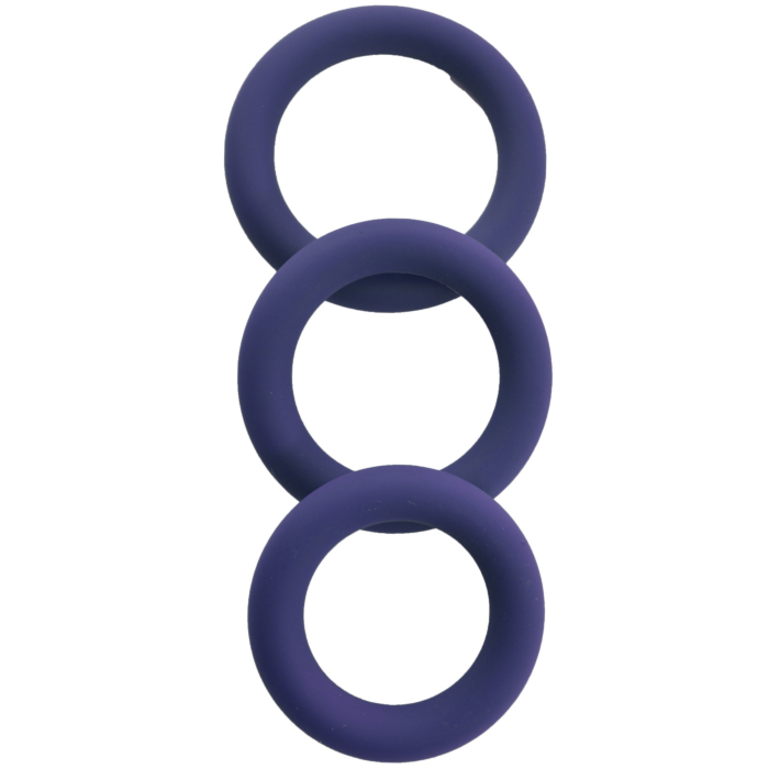 3 Silicone Cock Rings Set - Blue