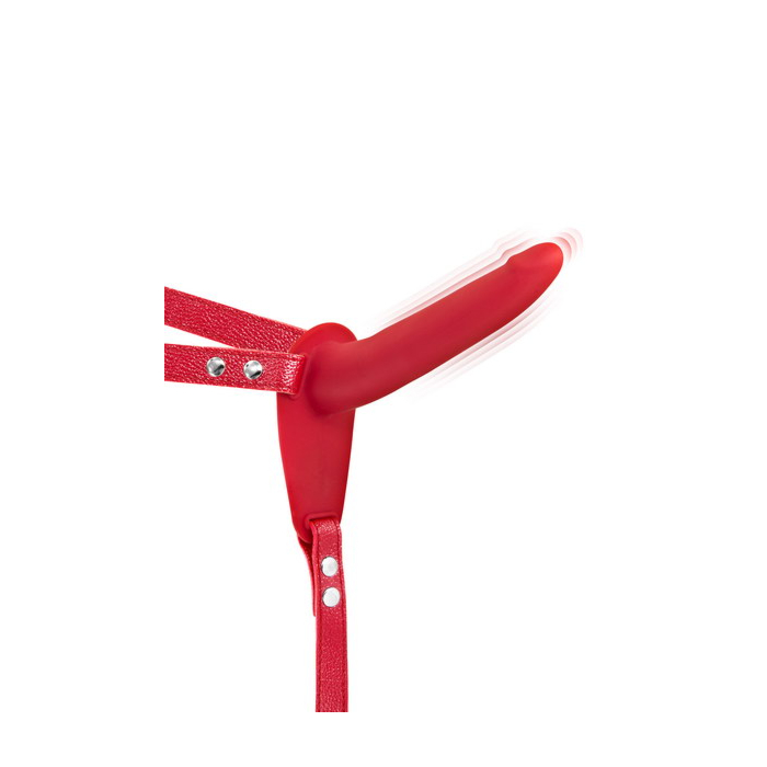 Simple Strap-On Belt with Dildo Vibrator (Red) - Fetish Tentation - Rechargeable