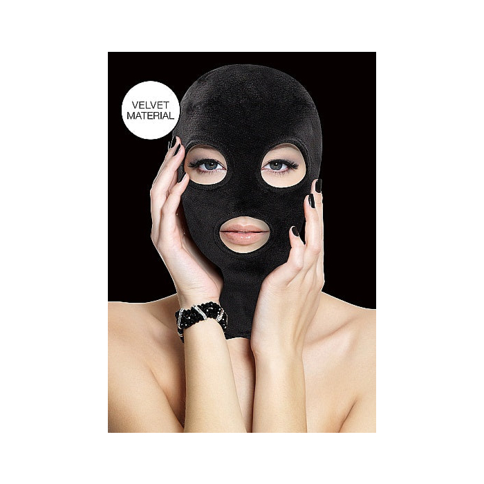 Shots Ouch Velvet Mask with Eye & Mouth Opening Black
