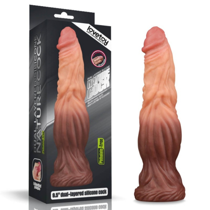 Lovetoy 9.5'' Dual layered Liquid Silicone Nature Cock