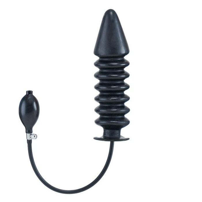 Mister B Inflatable Solid Ribbed Dildo - Black XL 