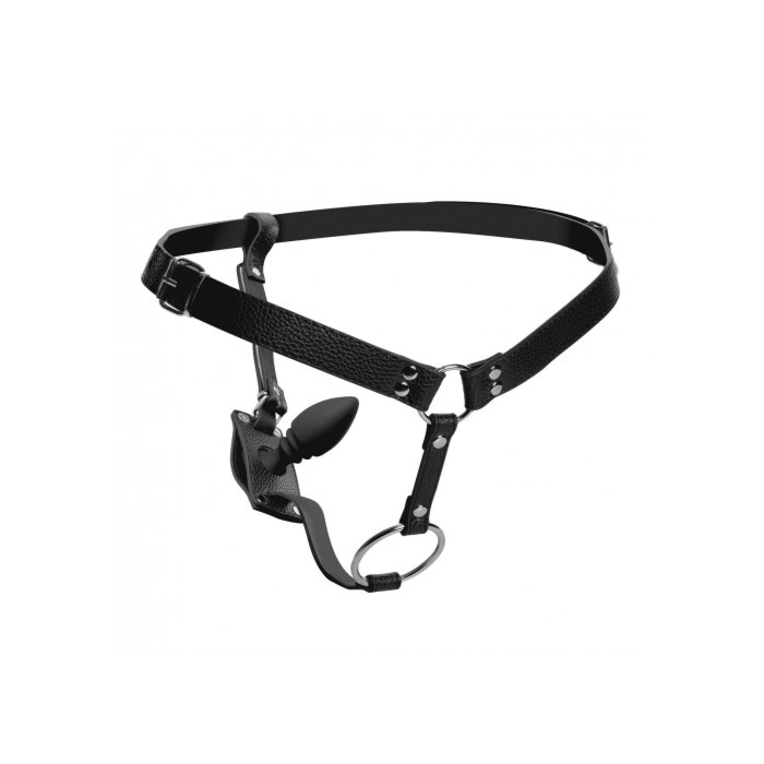 Harness With Cock Ring And Anal Plug