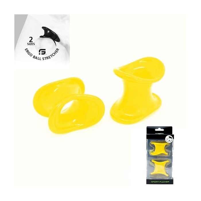 Ergo Ball Stretcher Cock Ring (2x) Yellow - Sport Fucker - Testicles