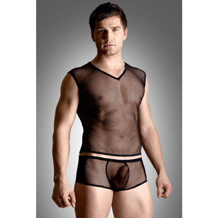 Net set - shirt and thong - black M/L