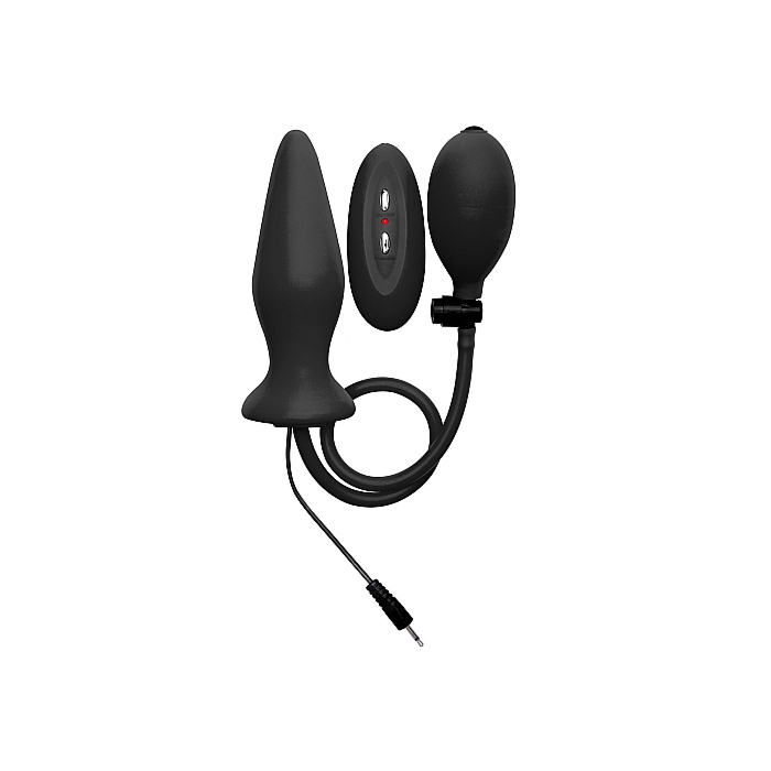 Inflatable Vibrating Silicone Plug - Black