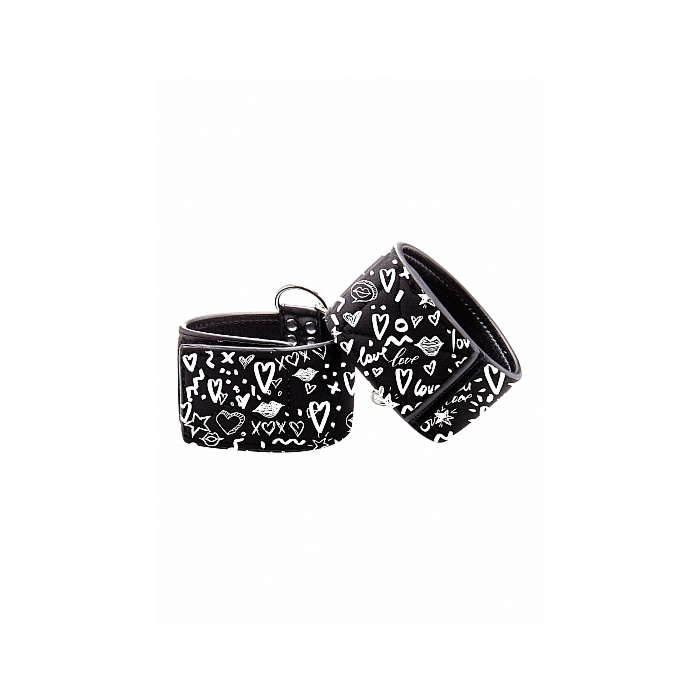 Printed Hand Cuffs - Love Street Art Fasion - Black