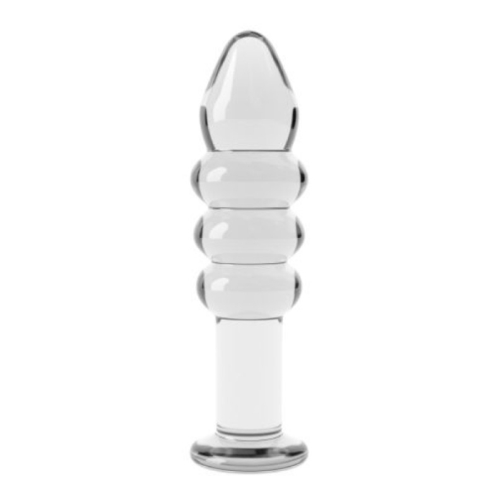 Lovetoy Romance Glass Butt Plug 14 cm - Transparent -Anal Play