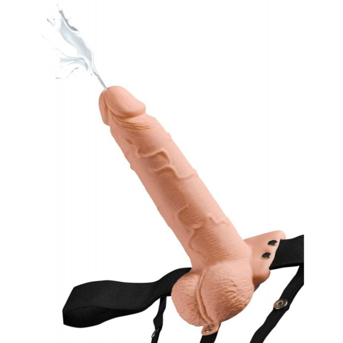 Fetish Fantasy 7.5" Hollow Squirting Strap-On with Balls Flesh