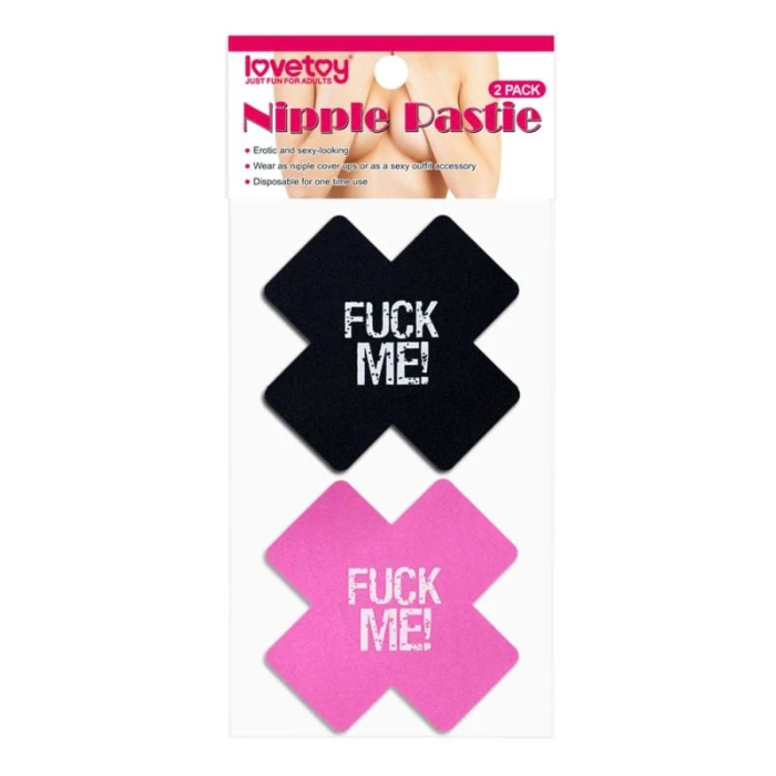 F*CK ME Cross Pattern Nipple Pasties Twin Pack
