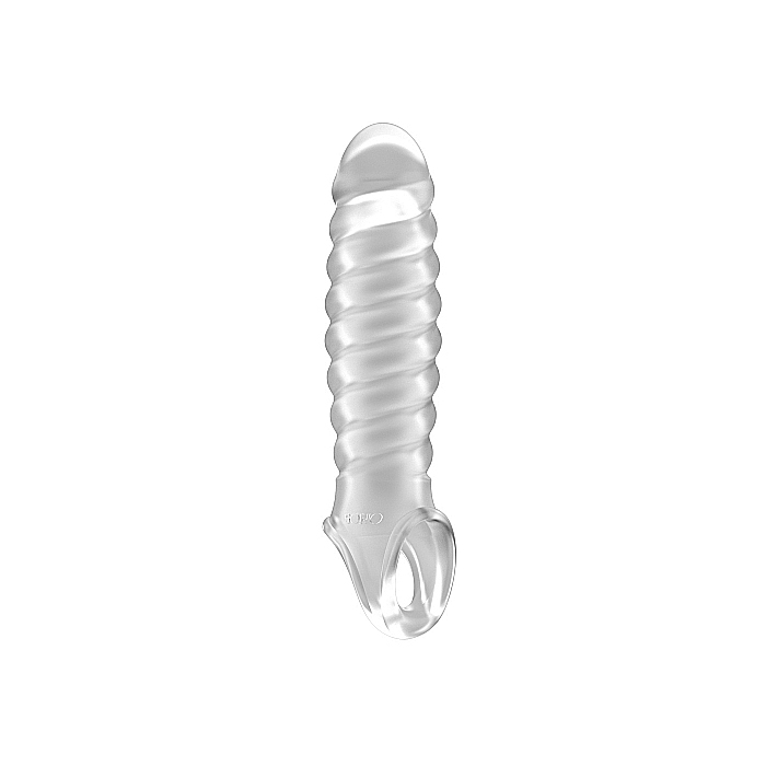 Sono Stretchy Ribbed Penis Extension (Translucent) - Shots Media - Cock Sleeve