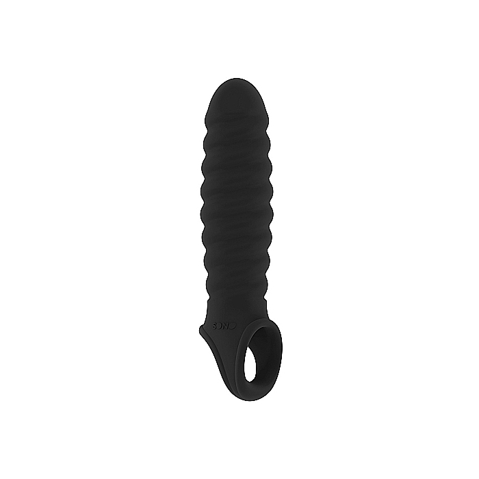 Sono Stretchy Ribbed Penis Extension (Black) - Shots Media - Cock Sleeve