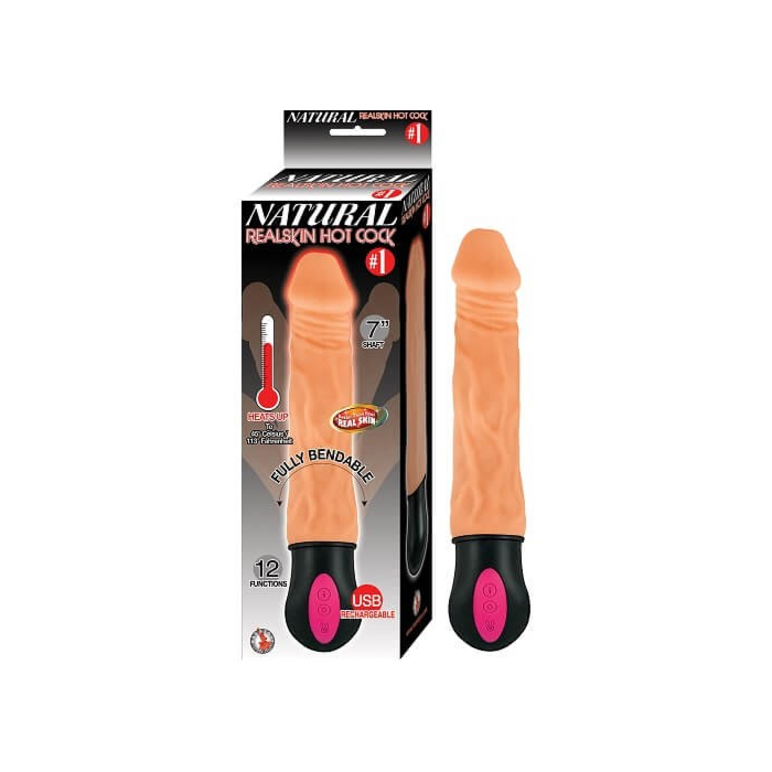 Realistic Warming and Vibrating Dildo 25 cm - Flesh - Waterproof