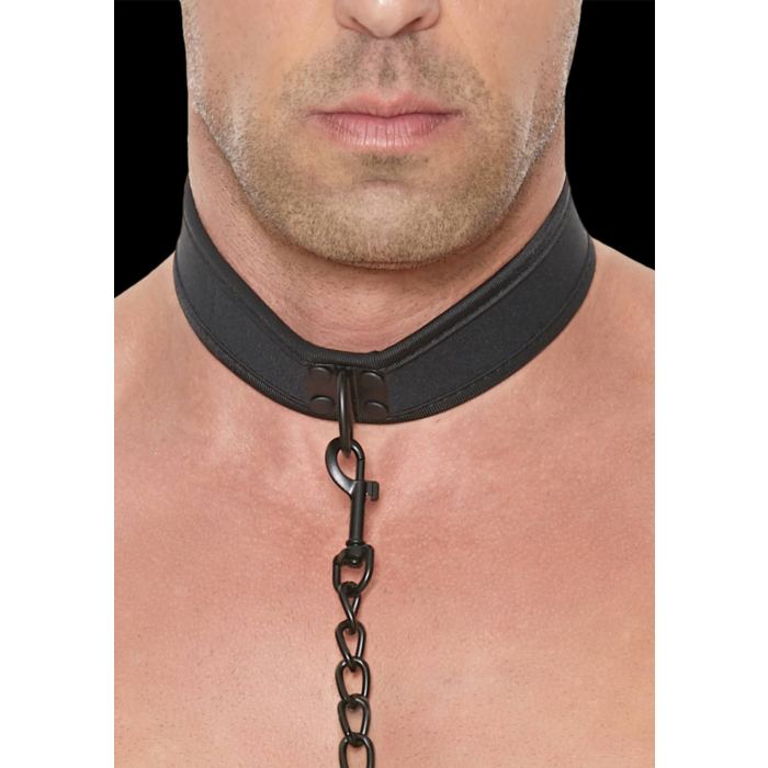 Neoprene Collar With Leash Black