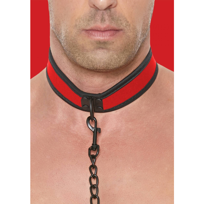 Neoprene Collar With Leash Red