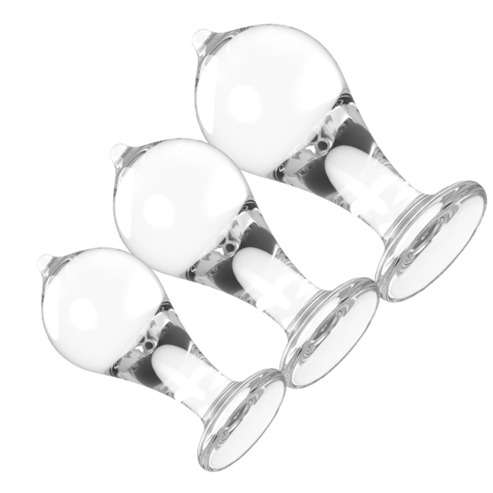 Set of 3Clear Buttplugs Acryl Fricky  Passion Labs