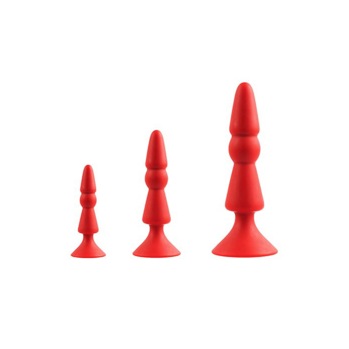 3-Piece Anal Cone Butt Plug Set (Red) - Menzstuff