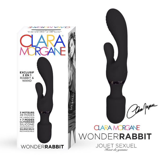 Wonder Rabbit Rechargeable Silicone Vibrator (Black) - Clara Morgane